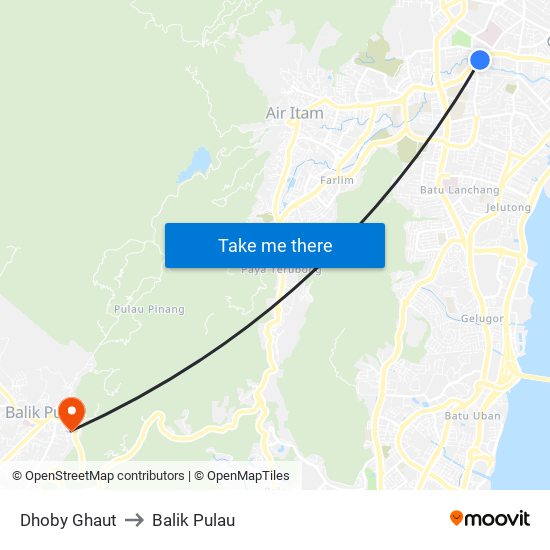 Dhoby Ghaut to Balik Pulau map