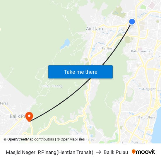 Masjid Negeri P.Pinang(Hentian Transit) to Balik Pulau map