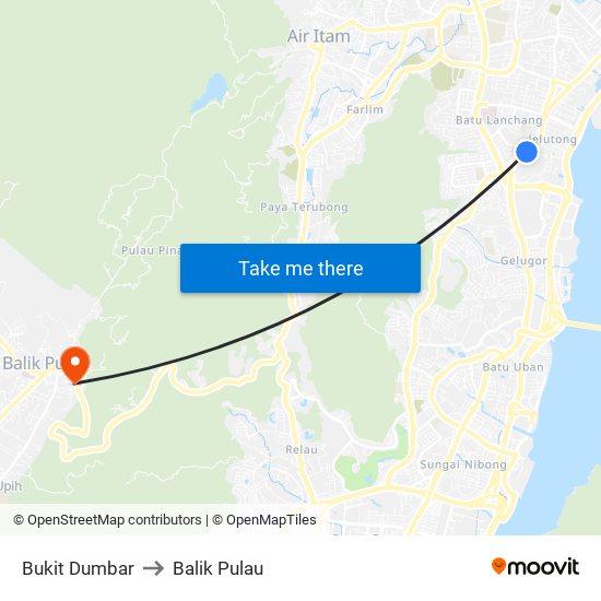 Bukit Dumbar to Balik Pulau map