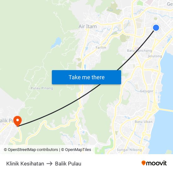 Klinik Kesihatan to Balik Pulau map