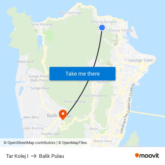 Tar Kolej I to Balik Pulau map