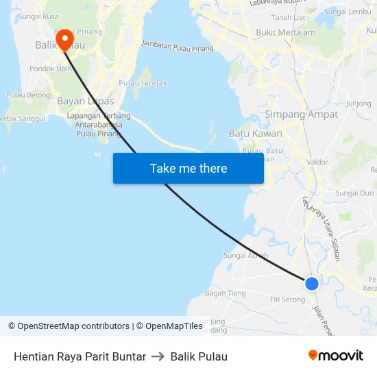 Hentian Raya Parit Buntar to Balik Pulau map