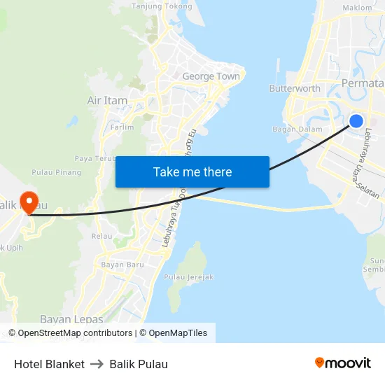 Hotel Blanket to Balik Pulau map