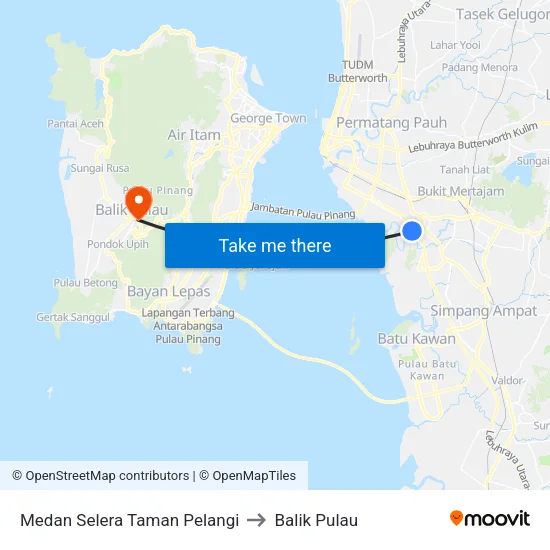 Medan Selera Taman Pelangi to Balik Pulau map