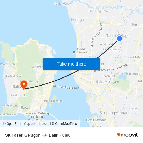 SK Tasek Gelugor to Balik Pulau map