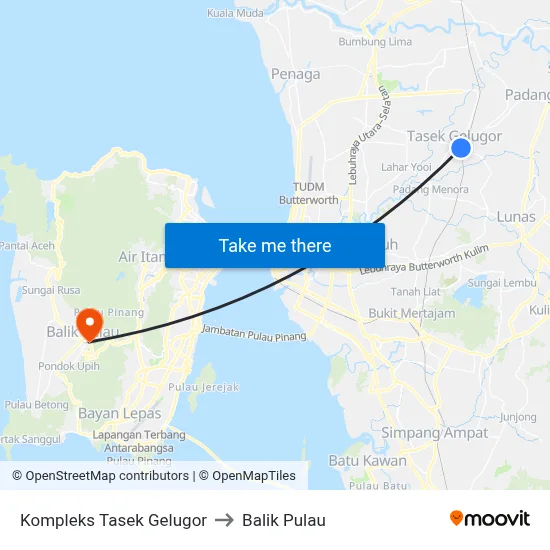 Kompleks Tasek Gelugor to Balik Pulau map