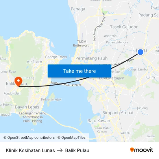 Klinik Kesihatan Lunas to Balik Pulau map
