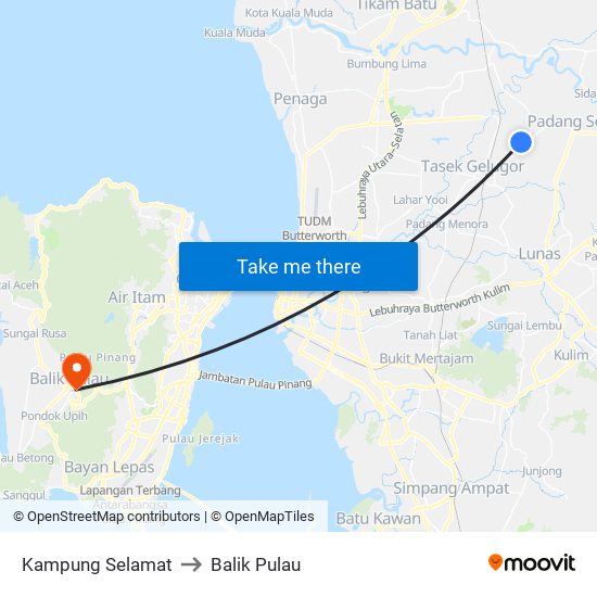 Kampung Selamat to Balik Pulau map