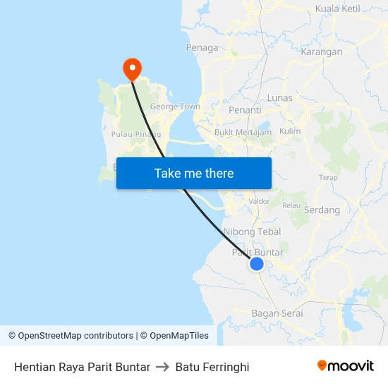 Hentian Raya Parit Buntar to Batu Ferringhi map