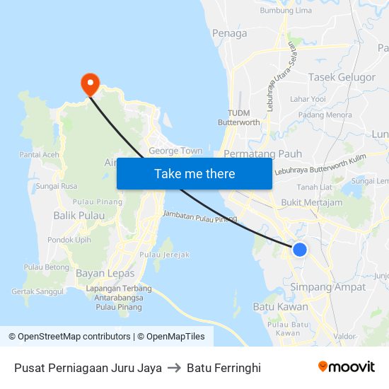 Pusat Perniagaan Juru Jaya to Batu Ferringhi map