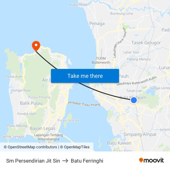 Sm Persendirian Jit Sin to Batu Ferringhi map