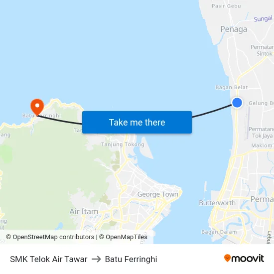 SMK Telok Air Tawar to Batu Ferringhi map