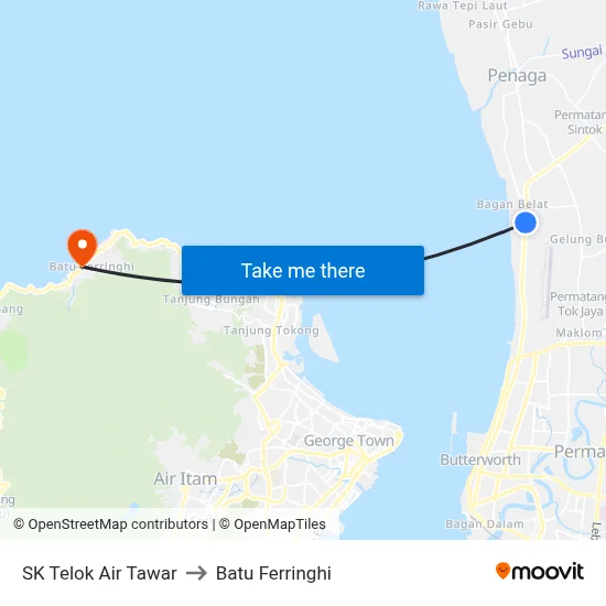 SK Telok Air Tawar to Batu Ferringhi map