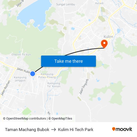 Taman Machang Bubok to Kulim Hi Tech Park map