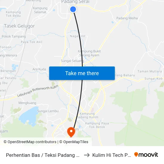 Perhentian Bas / Teksi Padang Serai to Kulim Hi Tech Park map