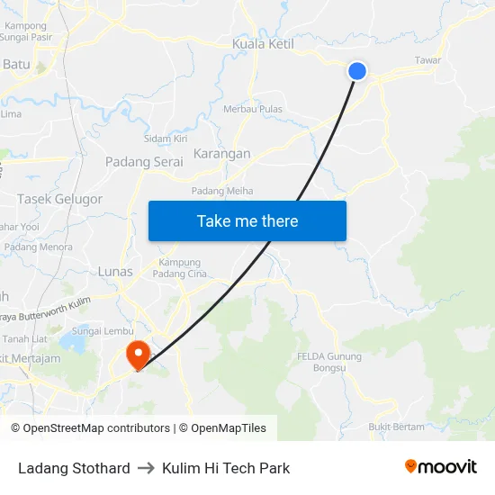 Ladang Stothard to Kulim Hi Tech Park map