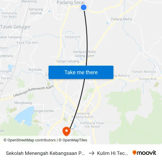 Sekolah Menengah Kebangsaan Padang Serai to Kulim Hi Tech Park map