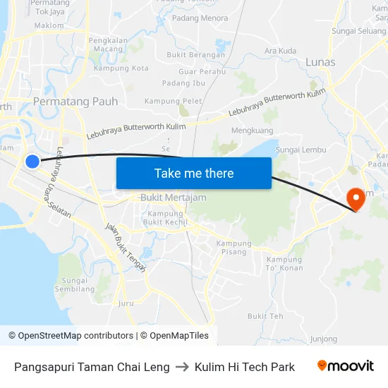 Pangsapuri Taman Chai Leng to Kulim Hi Tech Park map