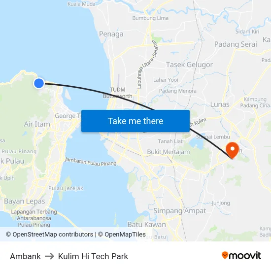 Ambank to Kulim Hi Tech Park map