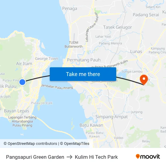 Pangsapuri Green Garden to Kulim Hi Tech Park map
