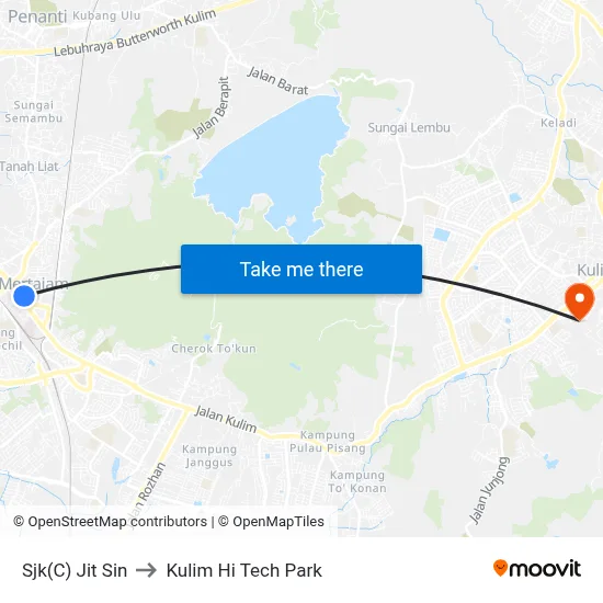 Sjk(C) Jit Sin to Kulim Hi Tech Park map
