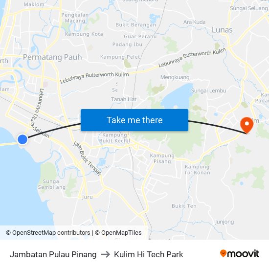 Jambatan Pulau Pinang to Kulim Hi Tech Park map