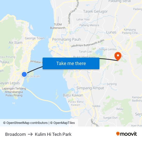 Broadcom to Kulim Hi Tech Park map