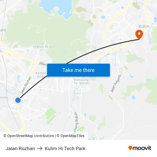 Jalan Rozhan to Kulim Hi Tech Park map