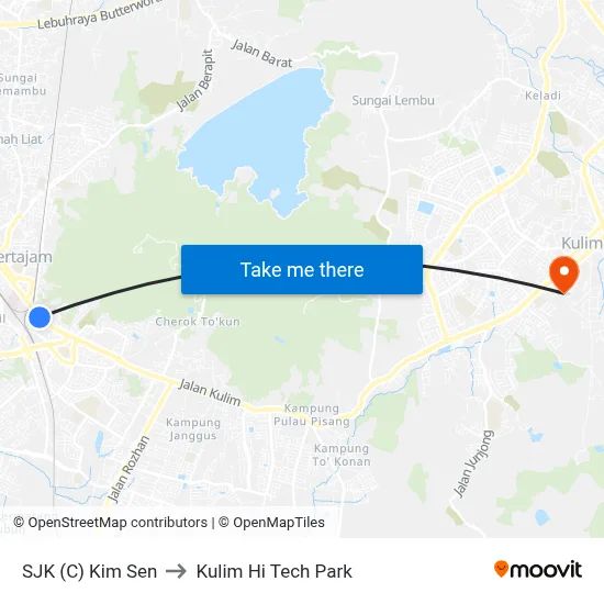SJK (C) Kim Sen to Kulim Hi Tech Park map