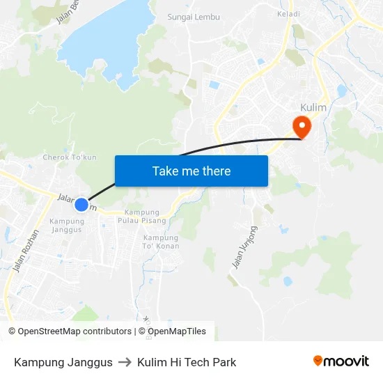 Kampung Janggus to Kulim Hi Tech Park map