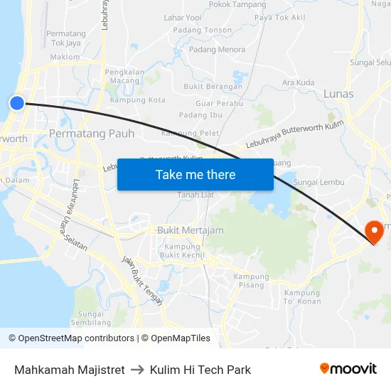 Mahkamah Majistret to Kulim Hi Tech Park map