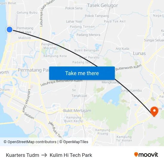 Kuarters Tudm to Kulim Hi Tech Park map