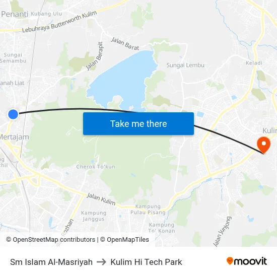 Sm Islam Al-Masriyah to Kulim Hi Tech Park map