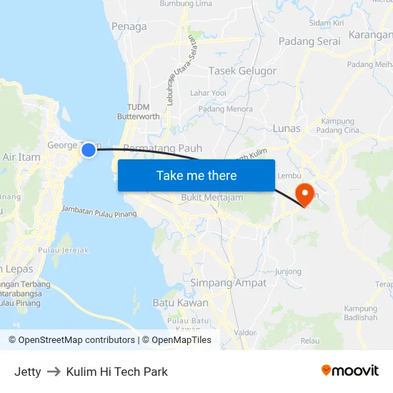 Jetty to Kulim Hi Tech Park map