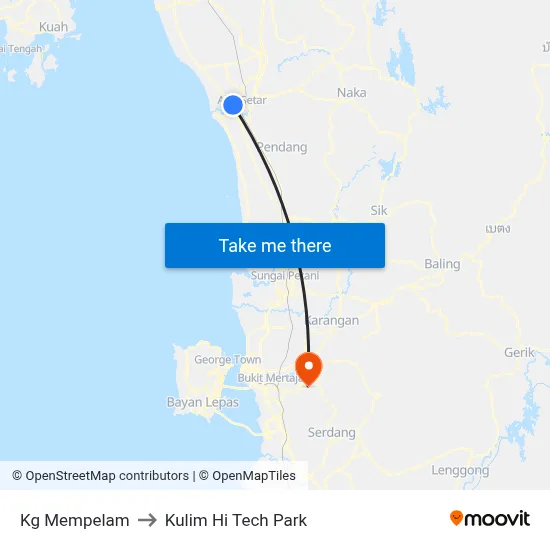 Kg Mempelam to Kulim Hi Tech Park map