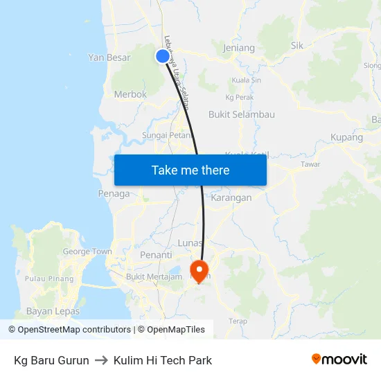 Kg Baru Gurun to Kulim Hi Tech Park map