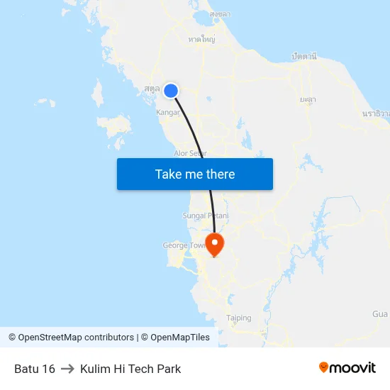 Batu 16 to Kulim Hi Tech Park map