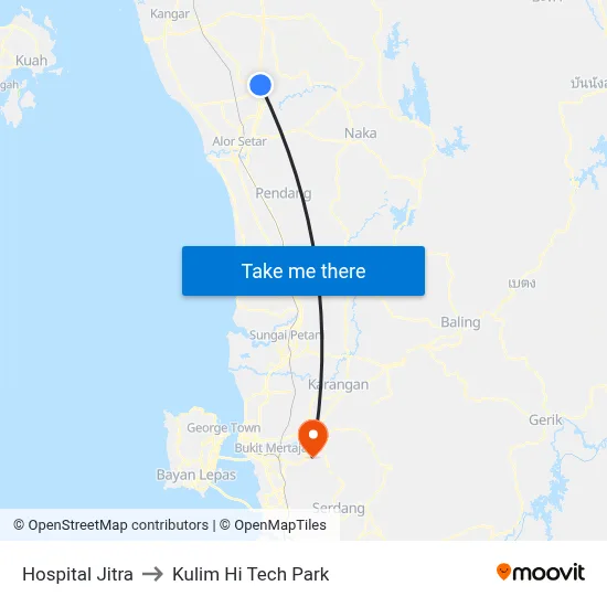Hospital Jitra to Kulim Hi Tech Park map