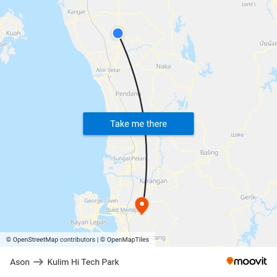 Ason to Kulim Hi Tech Park map