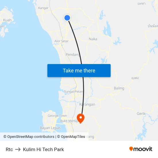 Rtc to Kulim Hi Tech Park map