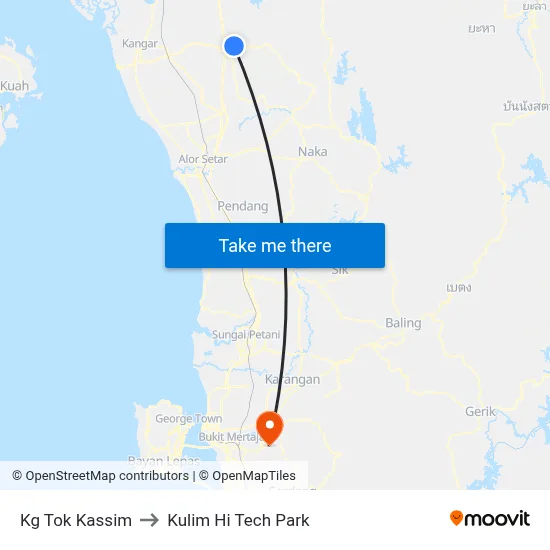 Kg Tok Kassim to Kulim Hi Tech Park map