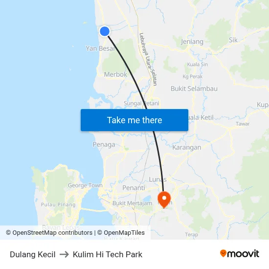 Dulang Kecil to Kulim Hi Tech Park map