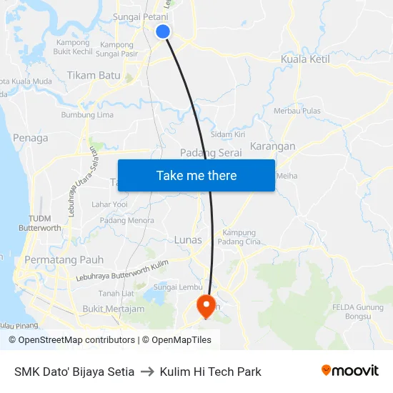 SMK Dato' Bijaya Setia to Kulim Hi Tech Park map