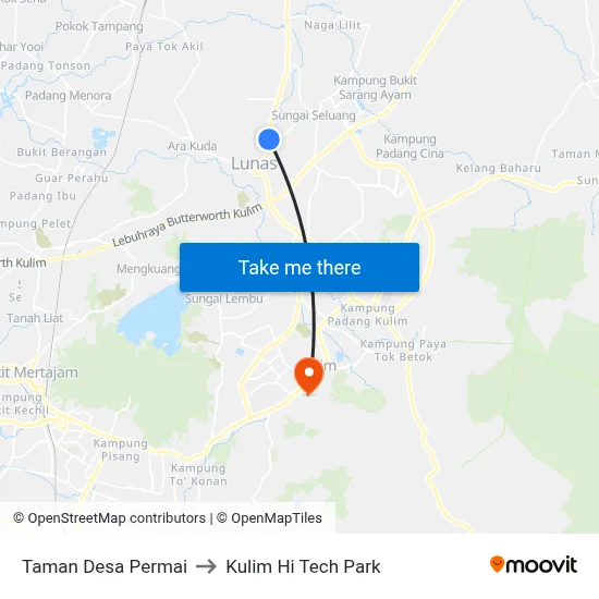 Taman Desa Permai to Kulim Hi Tech Park map