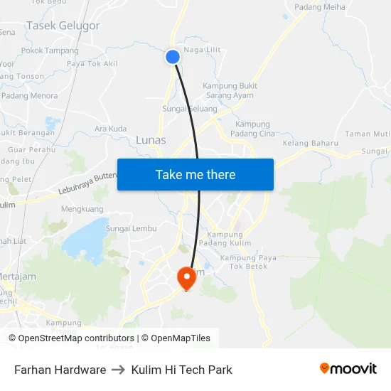 Farhan Hardware to Kulim Hi Tech Park map