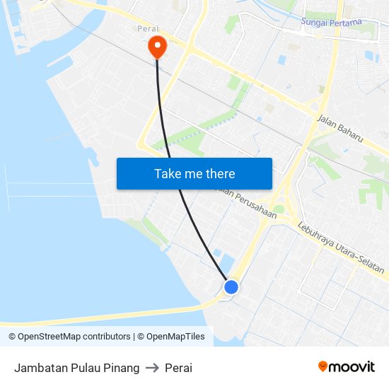 Jambatan Pulau Pinang to Perai map