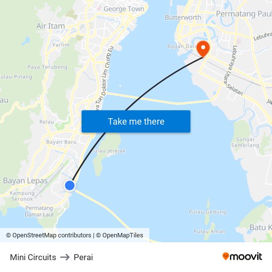 Mini Circuits to Perai map