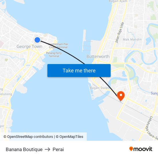 Banana Boutique to Perai map