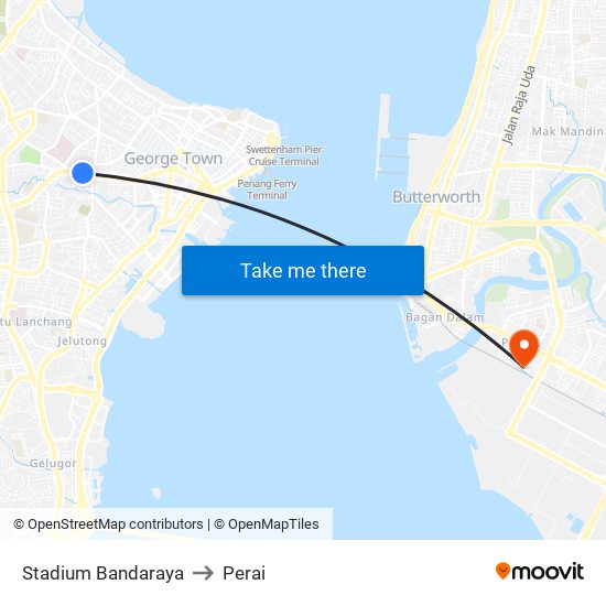 Stadium Bandaraya to Perai map