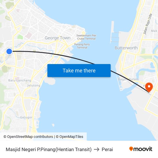 Masjid Negeri P.Pinang(Hentian Transit) to Perai map